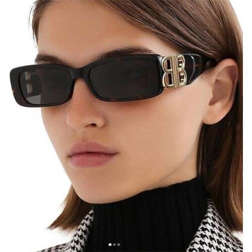 Designer sunglasses women men square luxury shades glasses gold word B decoration trendy small rectangle sunglasses women 2021