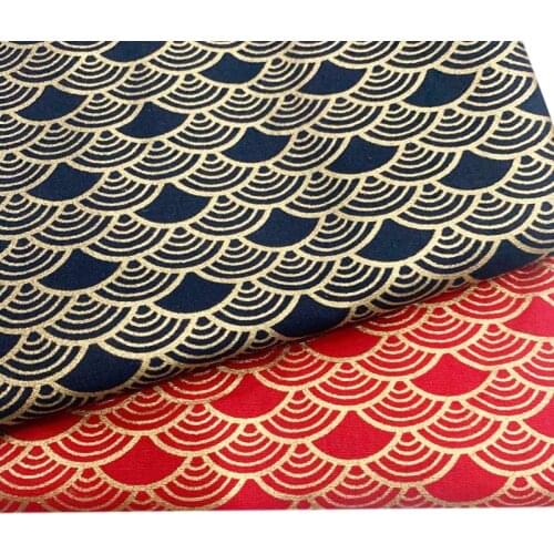 Navy Blue Red Cotton Bronze Japanese Style Fabric For Sewing Kimono Dolls & Bags Needlework DIY Patchwork Cloth