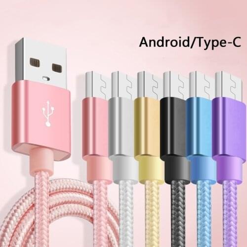 1M/2M/3M Ultra Long Tangle-Free Nylon Braided Charger USB Cable Charging Cord for huawei Samsung xiaomi Android/Type-C