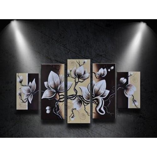 High quality 100%Hand-Painted Modern Oil Painting on Canvas Vase Art Wall For Abstract Flowers Home Decoration 5pcs/set