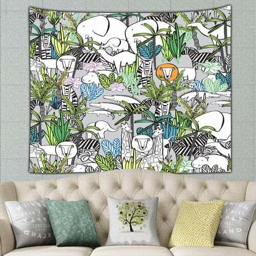 Funny Cartoon Animals Africa Tapestry Custom