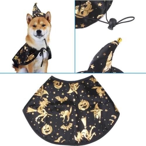 Halloween Pet Dog Funny Clothes Creative Cape And Wizard Hat Pet Halloween Performance Cosplay Costume