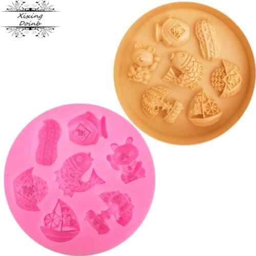 1Pcs Chinese Spring Festival fortune tree Zhaocai cat shape silicone jelly mold cake decoration tools candy chocolate fudge mold