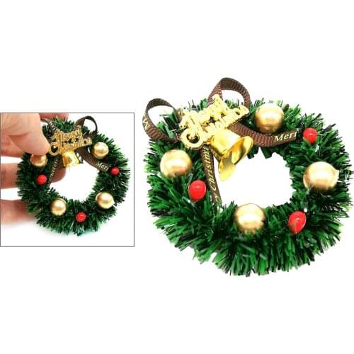 1pcs 1:12 Scale Miniature Bells Christmas Wreath Exquisite Collection for Dolls House Xmas Decor Dolls House Room Ornaments