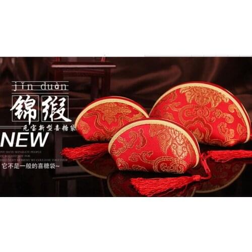 10 pieces red CHINESE HANDMADE classic shell mini silk bag purses wallet coin purse with tissue mix 3 sizes