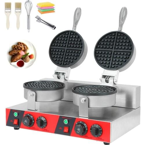 220V Electric 7.3" Double Waffle Maker Commercial Non Stick Waffle Machine Belgian Waffle Maker Cake Oven Machine