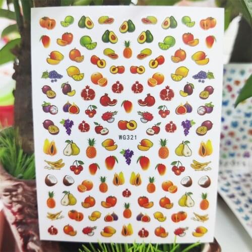 3D Stickers for Nails Lemon Avocado Pomegranate Pineapple Nails Art Decoration Manicure Stickers Slider Nail Foil Accessories