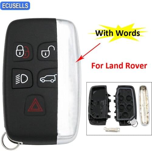 5 Button Remote Key Shell Case Smart Car Key Housing Cover Fob with Words for Land Rover LR4 for Range Rover Sport Evoque
