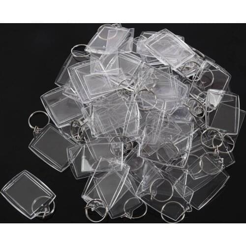 50 Pcs Key Chains & Key Rings with Transparent Picture Frames
