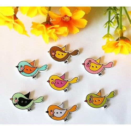 50pcs/pack 19*30mm 2 holes polywood colorful cute Birds shape buttons and scrapbooking sewing accessories buttons for craft