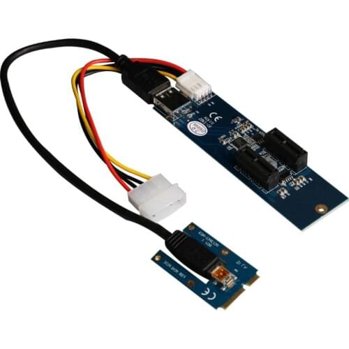 Mini PCI-e to PCI-Express 1x Adapter 1 to 2 Converter Riser Card USB 3.0 Extension Cable 4Pin Power PCIe 1X Slot Expansion Card