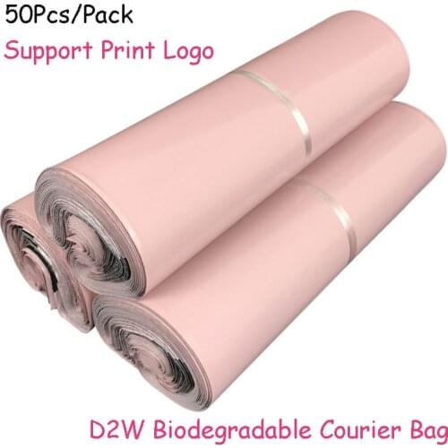 50Pcs New Pink Color Degradable Courier Envelope Shipping Bags Waterproof Clothing Self-seal Mailbag Biodegradable Post Pouch