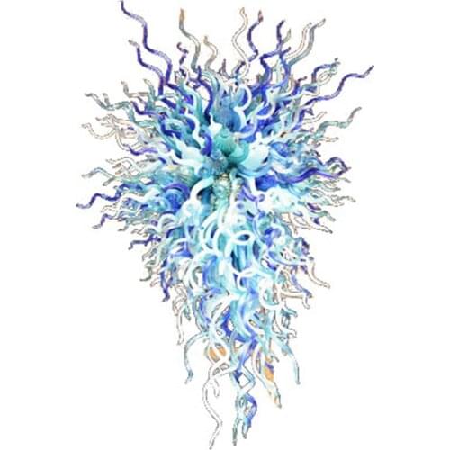 Large LED Light White and Blue Murano Blown Glass Modern Chandelier Lighting Home Decor Loft