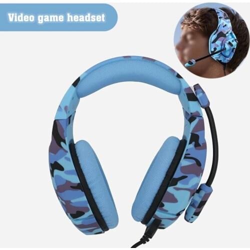 For PS4 New Xbox One PC 1pc Camouflage Blue Wired Gaming Earphone RGB Luminous Stereo Headphone With Mic Pohiks