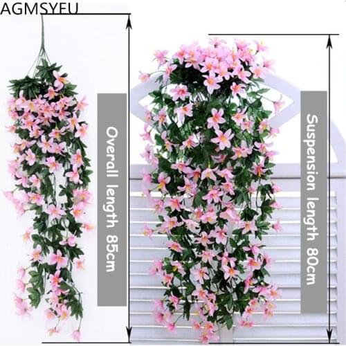 Home Decor 1 Pieces Lily Hanging Flower Wall Hanging Orchid Basket Living Room Decoration Flower Artificial Flower Silk Flower