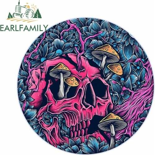 EARLFAMILY 13cm x 12.7cm for Trip Skull Car Stickers Waterproof Decoration Custom Printing Decal Surfboard for Vehicle Bumper