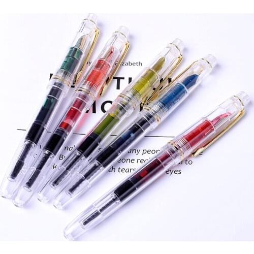 Hero 1202 Fully Transparent Fountain Pen With Golde Clip Extra Fine Nib 0.38mm Super Smooth Writing Ink Pen For Office & School
