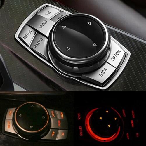 Chrome Multi-Media 7 Button Cover Decor Trim For BMW 3 4 5 6 X5 X6 Series iDRIVE