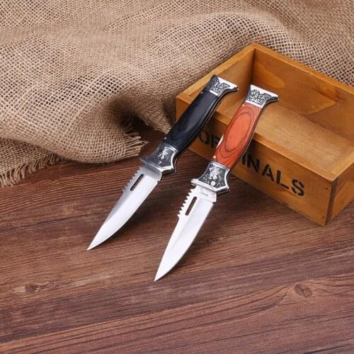 Pocket Knife Free shipping Very Sharp Folding Knife Large Stiletto Tactical Hunting Knife wood Handle Outdoor DEC Tools