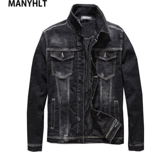 MANYHLT 2021 Men Jeans Jacket Coats Casual Pockets Overalls Bomber Jacket Hip Hop Streetwear Slim Fashion Man Clothing Outwear