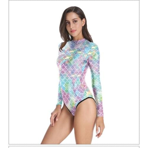 Summer New European and American Original Digital Printed Mermaid Sports One Body Swimsuit Female Beach Swimsuit Set Bikini