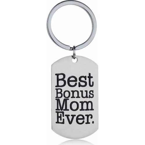 Best Bonus Mom Ever Keychain Daughter Son Stepmom Stepmother Mother-in-Law Gifts Key Chain Ring Jewelry Stainless Steel Keyring