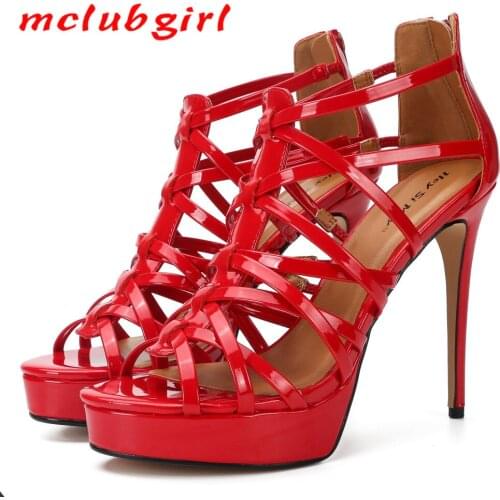 Mclubgirl 13.5cm Heels Women Sexy Party Sandals Nightclub Popular Style Mens and Womens Ultra-high Heel Sandals ZQJ