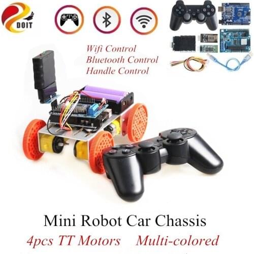 Wifi/ BT/ Handle Control Metal Robot 4wd Car Chassis Mini C101 with 4 TT Motor Arduino Uno R3 DIY Maker Eduational Teaching kit