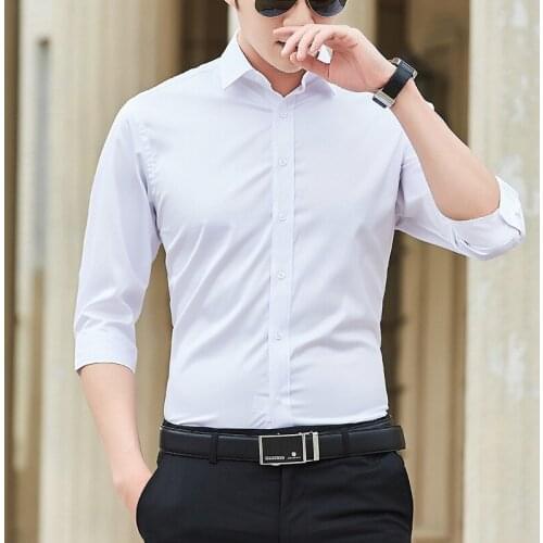 Mens 3/4 sleeve shirt casual business summer Korean version of the trendy handsome professional shirt mens