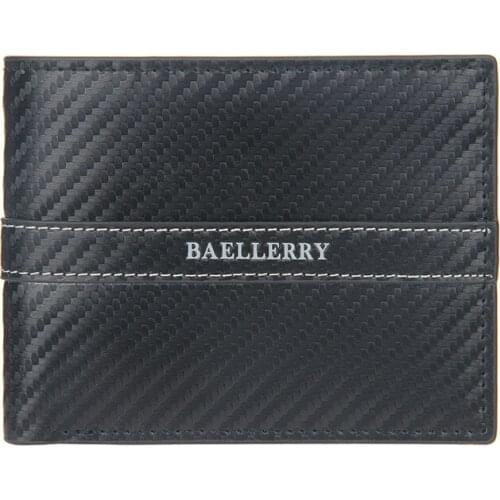 Mens Short Black Horizontal Wallet PU Leather Square Type Luxury Purse Stitching Multiple Card Slots Retro Business Money Clip