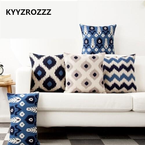 Nordic Color Geometry Blue Stripe One Side Printing Home Decor Sofa Car Seat Decorative Cushion Cover Pillow Case Capa Almofada