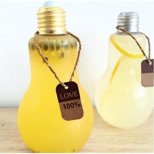 New Lamp Beverage Plastic Bottle Milk Lamp Creative Juice Wedding banquet tea shop drink bottles with straw 10PCS