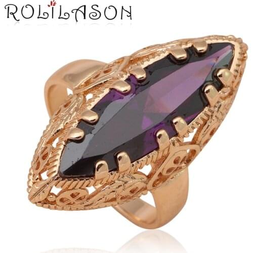 Huge rings for women 2015 Purple Crystal Gold Tone Elegant Zircon Fashion Jewelry delicate Rings USA Size #7#8#9 JR2023
