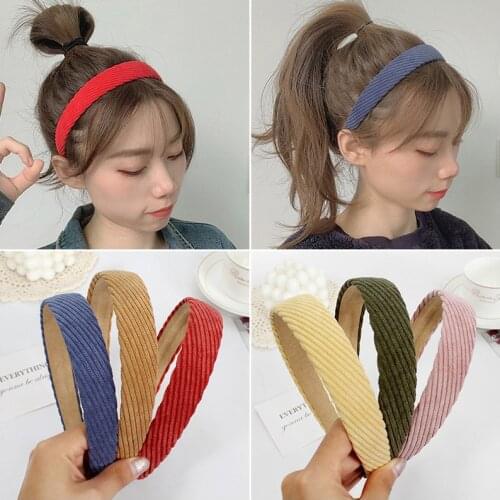 Autumn And Winter Vintage Corduroy Headband Ins Sen Series Wide Brim Press Hair Headdress