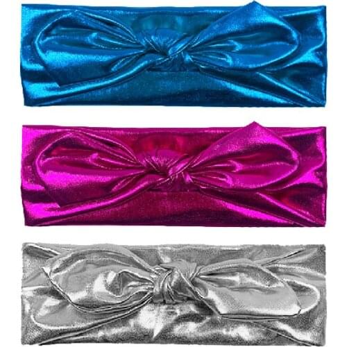 3pcs/Set Big Bow Headband Girls Fashion Solid Color PU Wide Headbands Hair Accessories Headbands With Shiny Design