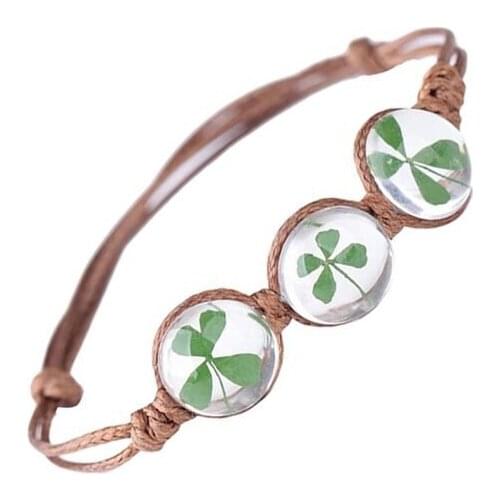 Real Clover Living Necklaces Luck Bracelet