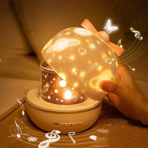 Romantic Pattern Rotating LED Night Light Bedroom Living Room Projection Lamp