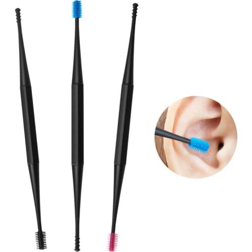 Silicone Ear Pick Double Head Ear Pick Ear Clean Tool Double-ended Earpick Ear Wax Curette Remover Ear Cleaner Spiral Design