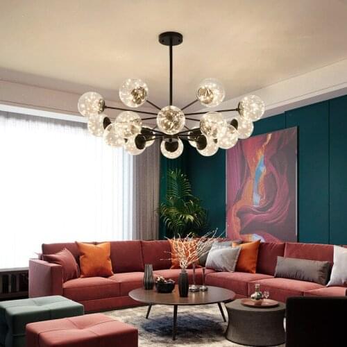 Modern Led Chandeliers Nordic Glass Ball Chandelier Lighting Living Room Pendant Kitchen Hanging Lamps Creative Light Fixtures