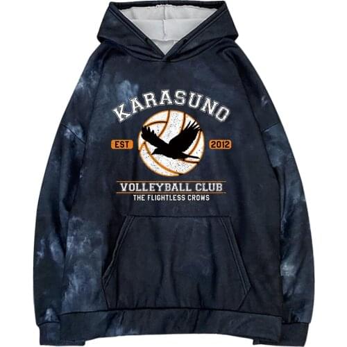 Tie-dye Hoodie Haikyuu Anime Hoodies Men Kawaii Karasuno Volleyball Graphic Streetwear Harajuku Pullover Clothes