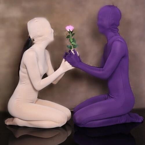 Unisex Cosplay Sexy Lycra Tow Way Zipper Open Crotch Bodysuit Full Body Pantyhose Catsuit Sexy Pantyhose Erotic Lingerie FX62