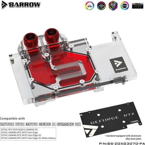 BARROW Water Block use for ZOTAC RTX 3070 8GD6 X GAMING OC/Twin Edge /3060Ti GPU card Support Original Backplate 5V Header RGB
