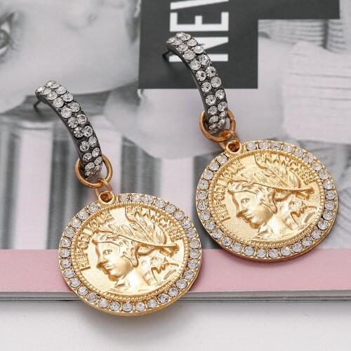 JUJIA New Fashion Gold Color Metal Drop Earrings Simple Round Dangle Earrings For Women Statement Jewelry Brincos