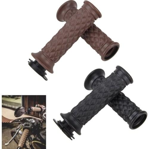 1 Pair 7/8" Motorcycle Handlebar Hand Grip Bar End For Cafe Racer Bobber Clubman Custom