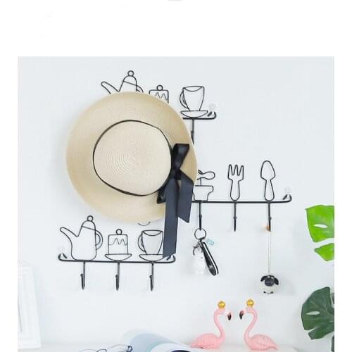 1PC Fashion Kettle Pot Styles Metal Iron Wall Door Mounted Rustic Clothes Coat Hat Key Hanging Decorative Wall Hooks JL 252