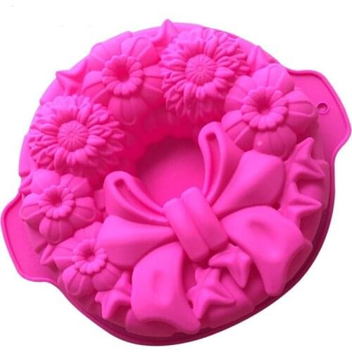 1 PCS Large Flower Shaped Silicone Bakeware Single Bow Christmas Cake Mold Baking DIY Tools