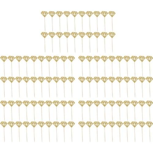 100 Pieces Of Glitter Paper Gold Diamond Cake Decoration Cake Decoration Party Ceremony Cupcake Insert Sign