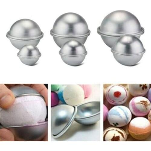2PCS Round Aluminium Alloy Bath Bomb Molds DIY Tool Bath Bomb Salt Ball Homemade Crafting Gifts Semicircle Sphere Mold
