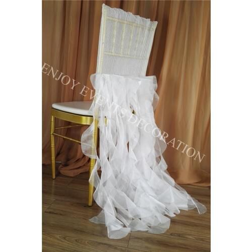 2pcs YHC#179 pleats organza curly sheer cover-polyester banquet wedding chiavari chair back cover
