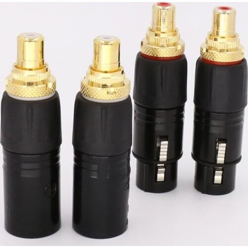 2x XLR to RCA Female Socket Adapter Gold Balanced Cable Plug Male